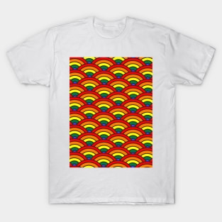 Rainbow Pride japanese wave Seigaiha pattern T-Shirt